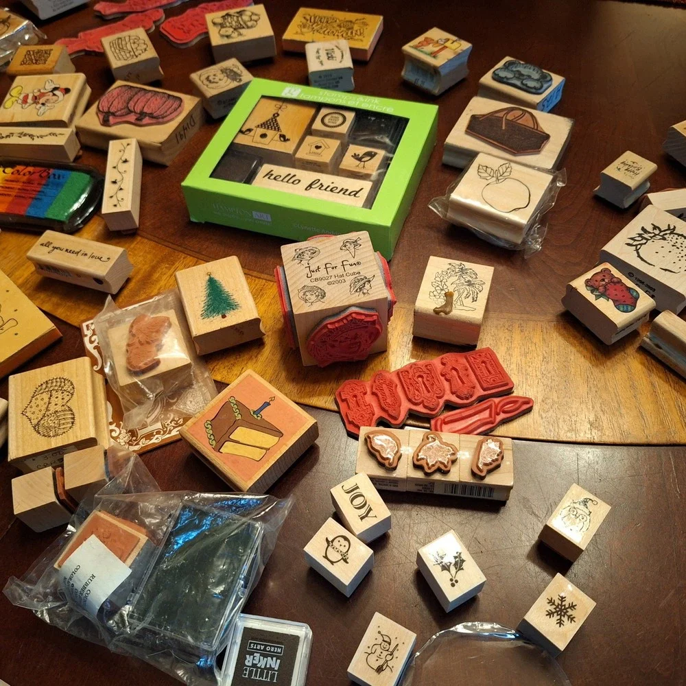 Huge Rubber Stamp Lot Wood Mounted Holiday Nature Studio G Hampton Art Hero Arts